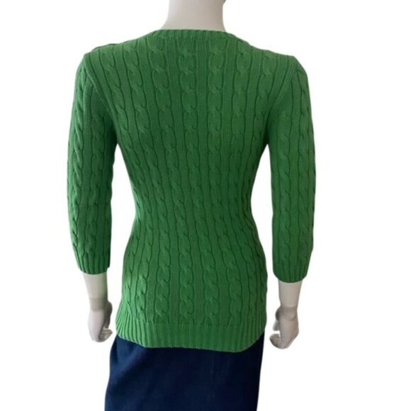 Ralph Lauren Rugby Green Cable Knit Sweater Small - Picture 3 of 5